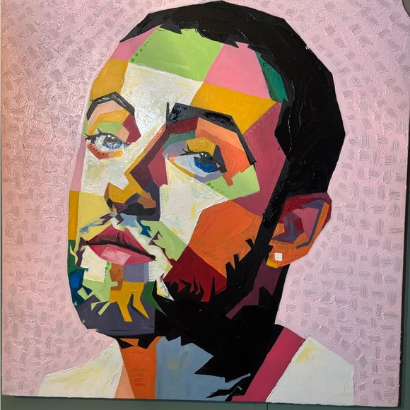 Other - Hand painted and textured geometric Mac Miller painting.
